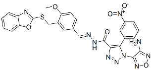 596099-82-0,1H-1,2,3-Triazole-4-carboxylicacid,1-(4-amino-1,2,5-oxadiazol-3-yl)-5-(3-nitrophenyl)-,[[3-[(2-benzoxazolylthio)methyl]-4-methoxyphenyl]methylene]hydrazide(9CI)