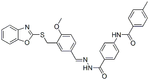 596843-49-1,Benzoic acid, 4-[(4-methylbenzoyl)amino]-, [[3-[(2-benzoxazolylthio)methyl]-4-methoxyphenyl]methylene]hydrazide (9CI)
