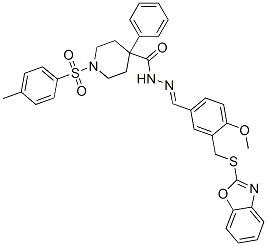 597534-20-8,4-Piperidinecarboxylicacid,1-[(4-methylphenyl)sulfonyl]-4-phenyl-,[[3-[(2-benzoxazolylthio)methyl]-4-methoxyphenyl]methylene]hydrazide(9CI)
