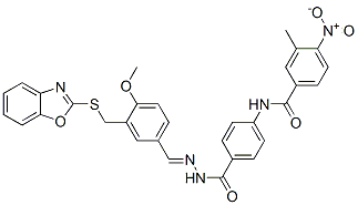 599169-97-8,Benzoic acid, 4-[(3-methyl-4-nitrobenzoyl)amino]-, [[3-[(2-benzoxazolylthio)methyl]-4-methoxyphenyl]methylene]hydrazide (9CI)