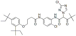 60233-31-0,N-[5-[[4-[2,4-bis(tert-pentyl)phenoxy]-1-oxobutyl]amino]-2-chlorophenyl]-3-chloro-alpha-(2,2-dimethylpropionyl)-1H-1,2,4-triazol-1-acetamide