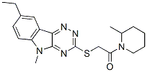 603946-75-4,Piperidine, 1-[[(8-ethyl-5-methyl-5H-1,2,4-triazino[5,6-b]indol-3-yl)thio]acetyl]-2-methyl- (9CI)