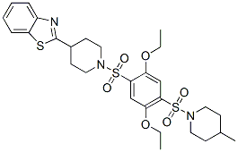 606083-08-3,Piperidine, 4-(2-benzothiazolyl)-1-[[2,5-diethoxy-4-[(4-methyl-1-piperidinyl)sulfonyl]phenyl]sulfonyl]- (9CI)