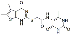 606108-84-3,Acetamide, 2-[(1,4-dihydro-5,6-dimethyl-4-oxothieno[2,3-d]pyrimidin-2-yl)thio]-N-(1,2,3,4-tetrahydro-6-methyl-2,4-dioxo-5-pyrimidinyl)- (9CI)