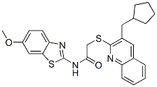 606113-84-2,Acetamide, 2-[[3-(cyclopentylmethyl)-2-quinolinyl]thio]-N-(6-methoxy-2-benzothiazolyl)- (9CI)