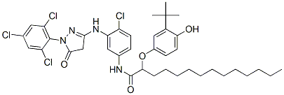 61354-99-2,2-(3-tert-Butyl-4-hydroxyphenoxy)-N-(4-chloro-3-((4,5-dihydro-5-oxo-1-(2,4,6-trichlorophenyl)-1H-pyrazol-3-yl)amino)phenyl)myristamide