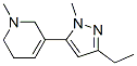 622403-68-3,Pyridine, 3-(3-ethyl-1-methyl-1H-pyrazol-5-yl)-1,2,5,6-tetrahydro-1-methyl- (9CI)