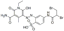 62546-04-7,2-[[5-carbamoyl-1-ethyl-1,6-dihydro-2-hydroxy-4-methyl-6-oxo-3-pyridyl]azo]-4-[(2,3-dibromo-1-oxopropyl)amino]benzenesulphonic acid