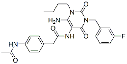 628279-20-9,Benzeneacetamide,  4-(acetylamino)-N-[6-amino-1-butyl-3-[(3-fluorophenyl)methyl]-1,2,3,4-tetrahydro-2,4-dioxo-5-pyrimidinyl]-