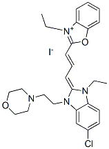 63059-43-8,2-[3-[5-chloro-1-ethyl-1,3-dihydro-3-[2-morpholinoethyl]-2H-benzimidazol-2-ylidene]prop-1-enyl]-3-ethylbenzoxazolium iodide
