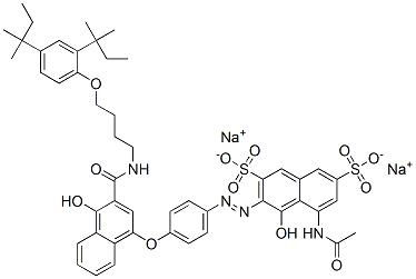 63059-47-2,5-ACETAMIDO-3-[4-[3-[4-(2,4-DI-T-PENTYLPHENOXY)BUTYLCARBAMOYL]-4-HYDROXY-1-NAPHTHYLOXY]PHENYLAZO]-4-HYDROXY-2,7-NAPHTHALENEDISULFONIC ACID DISODIUM SALT