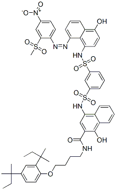 63059-54-1,N-[4-[2,4-bis(1,1-dimethylpropyl)phenoxy]butyl]-1-hydroxy-4-[[[3-[[[4-hydroxy-8-[[2-(methylsulphonyl)-4-nitrophenyl]azo]-1-naphthyl]amino]sulphonyl]phenyl]sulphonyl]amino]naphthalene-2-carboxamide