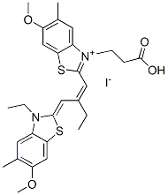 63815-95-2,3-(2-carboxyethyl)-2-[2-[(3-ethyl-6-methoxy-5-methyl-3H-benzothiazol-2-ylidene)methyl]but-1-enyl]-6-methoxy-5-methylbenzothiazolium iodide