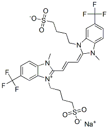 63834-91-3,1H-Benzimidazolium, 2-[3-[1,3-dihydro-1-methyl-3-(4-sulfobutyl)-5-(trifluoromethyl)-2H-benzimidazol-2-ylidene]-1-propenyl]-1-methyl-3-(4-sulfobutyl)-5-(trifluoromethyl)-, hydroxide, inner salt, sodium salt