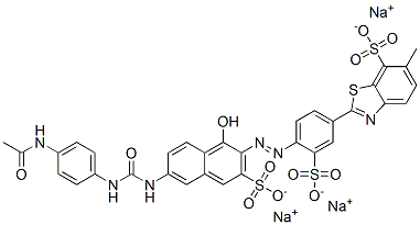 6417-31-8,trisodium 2-[4-[[6-[[[[4-(acetamido)phenyl]amino]carbonyl]amino]-1-hydroxy-3-sulphonato-2-naphthyl]azo]-3-sulphonatophenyl]-6-methylbenzothiazole-7-sulphonate
