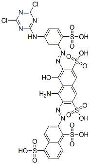 64253-81-2,2-[[1-amino-7-[[5-[(4,6-dichloro-1,3,5-triazin-2-yl)amino]-2-sulphophenyl]azo]-8-hydroxy-3,6-disulpho-2-naphthyl]azo]naphthalene-1,5-disulphonic acid