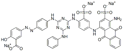 6471-09-6,Benzoic acid, 5-4-4-4-(4-amino-9,10-dihydro-9,10-dioxo-3-sulfo-1-anthracenyl)amino-2-sulfophenylamino-6-(phenylamino)-1,3,5-triazin-2-ylaminophenylazo-2-hydroxy-, trisodium salt
