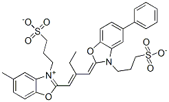 64722-50-5,hydrogen 5-methyl-2-[2-[[5-phenyl-3-(3-sulphonatopropyl)-3H-benzoxazol-2-ylidene]methyl]but-1-enyl]-3-(3-sulphonatopropyl)benzoxazolium