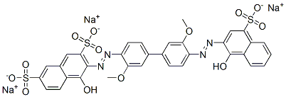 6473-33-2,trisodium 4-hydroxy-3-[[4'-[(1-hydroxy-4-sulphonato-2-naphthyl)azo]-3,3'-dimethoxy[1,1'-biphenyl]-4-yl]azo]naphthalene-2,7-disulphonate