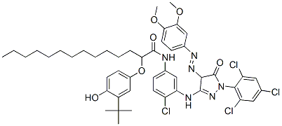 65293-90-5,2-(3-tert-Butyl-4-hydroxyphenoxy)-N-(4-chloro-3-((4-((3,4-dimethoxyphenyl)azo)-4,5-dihydro-5-oxo-1-(2,4,6-trichlorophenyl)-1H-pyrazol-3-yl)amino)phenyl)myristamide