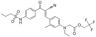 66172-62-1,2,2,2-trifluoroethyl N-[4-[2-cyano-3-oxo-3-[4-[(propylsulphonyl)amino]phenyl]-1-propenyl]-m-tolyl]-N-ethylglycinate