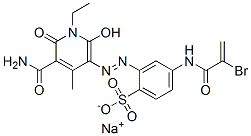 66693-28-5,sodium 4-[(2-bromo-1-oxoallyl)amino]-2-[[5-carbamoyl-1-ethyl-1,6-dihydro-2-hydroxy-4-methyl-6-oxo-3-pyridyl]azo]benzenesulphonate