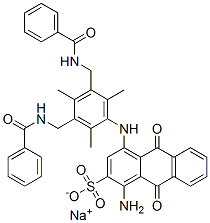 67827-61-6,sodium 1-amino-4-[[3,5-bis[(benzoylamino)methyl]-2,4,6-trimethylphenyl]amino]-9,10-dihydro-9,10-dioxoanthracene-2-sulphonate