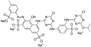 67827-65-0,2,7-Naphthalenedisulfonic acid, 5-[[4-chloro-6-[[3-[[4-chloro-6-(1-methylethoxy)-1,3,5-triazin-2-yl]amino]-4-sulfophenyl]amino]-1,3,5-triazin-2-yl]amino]-4-hydroxy-3-[(4-methyl-2-sulfophenyl)azo]-, tetrasodium salt