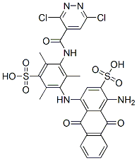 67846-54-2,1-amino-4-[3-[[(3,6-dichloropyridazin-4-yl)carbonyl]amino]-2,4,6-trimethyl-5-sulphoanilino]-9,10-dihydro-9,10-dioxoanthracene-2-sulphonic acid