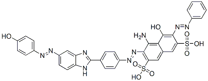 67846-55-3,4-amino-5-hydroxy-3-[[4-[5-[(4-hydroxyphenyl)azo]-1H-benzimidazol-2-yl]phenyl]azo]-6-(phenylazo)naphthalene-2,7-disulphonic acid