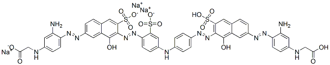 67846-57-5,Glycine, N-[3-amino-4-[[7-[[4-[[4-[[7-[[2-amino-4-[(carboxymethyl)amino]phenyl]azo]-1-hydroxy-3-sulfo-2-naphthalenyl]azo]phenyl]amino]-2-sulfophenyl]azo]-8-hydroxy-6-sulfo-2-naphthalenyl]azo]phenyl]-, trisodium salt