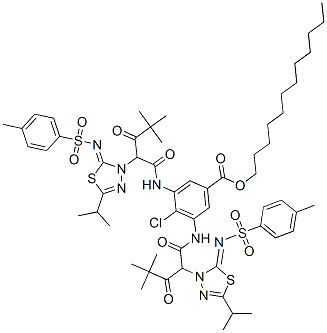 68588-51-2,dodecyl 4-chloro-3,5-bis[[4,4-dimethyl-2-[5-(isopropyl)-2-[[(4-tolyl)sulphonyl]imino]-1,3,4-thiadiazole-3(2H)-yl]-1,3-dioxopentyl]amino]benzoate