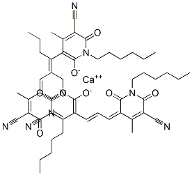 68612-74-8,bis[5-[3-(5-cyano-1-hexyl-1,6-dihydro-2-hydroxy-4-methyl-6-oxo-3-pyridyl)allylidene]-1-hexyl-1,2,5,6-tetrahydro-4-methyl-2,6-dioxonicotinonitrile], calcium salt