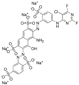 69140-63-2,pentasodium 4-amino-3-[[5-[(5-chloro-2,6-difluoro-4-pyrimidinyl)amino]-2-sulphonatophenyl]azo]-6-[(2,5-disulphonatophenyl)azo]-5-hydroxynaphthalene-2,7-disulphonate