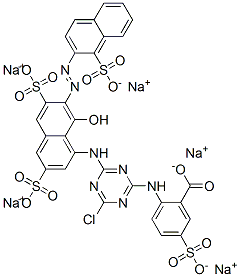 69723-90-6,pentasodium 2-[[4-chloro-6-[[8-hydroxy-3,6-disulphonato-7-[(1-sulphonato-2-naphthyl)azo]-1-naphthyl]amino]-1,3,5-triazin-2-yl]amino]-5-sulphonatobenzoate
