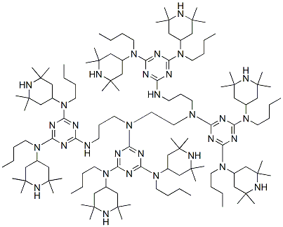 80387-98-0,1,3,5-Triazine-2,4,6-triamine, N,N'''-1,2-ethanediylbis[N-[3-[[4,6-bis[butyl(2,2,6,6-tetramethyl-4-piperidinyl)amino]-1,3,5-triazin-2-yl]amino]propyl]-N,N''-dibutyl-N,N''-bis(2,2,6,6-tetramethyl-4-piperidinyl)-