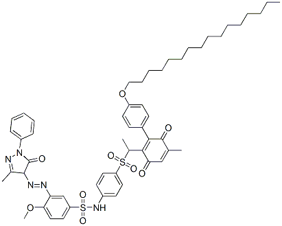80396-84-5,3-[(4,5-dihydro-3-methyl-5-oxo-1-phenyl-1H-pyrazol-4-yl)azo]-N-[4-[[1-[2-[4-(hexadecyloxy)phenyl]-4-methyl-3,6-dioxocyclohexa-1,4-dien-1-yl]ethyl]sulphonyl]phenyl]-4-methoxybenzenesulphonamide