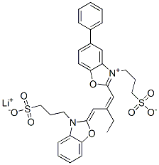81424-68-2,hydrogen 5-phenyl-3-(3-sulphonatopropyl)-2-[2-[[3-(3-sulphonatopropyl)-3H-benzoxazol-2-ylidene]methyl]but-1-enyl]benzoxazolium, lithium salt