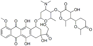 81975-91-9,10-[4-dimethylamino-5-[4-hydroxy-6-methyl-5-(6-methyl-5-oxo-oxan-2-yl) oxy-oxan-2-yl]oxy-6-methyl-oxan-2-yl]oxy-6,8,11-trihydroxy-8-(2-hydrox yacetyl)-1-methoxy-9,10-dihydro-7H-tetracene-5,12-dione