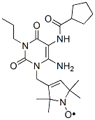 819837-70-2,1H-Pyrrol-1-yloxy,  3-[[6-amino-5-[(cyclopentylcarbonyl)amino]-3,4-dihydro-2,4-dioxo-3-propyl-1(2H)-pyrimidinyl]methyl]-2,5-dihydro-2,2,5,5-tetramethyl-  (9CI)