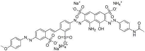 83232-38-6,3-[[4-(acetamido)phenyl]azo]-5-amino-4-hydroxy-6-[[4-[2-[4-[(4-methoxyphenyl)azo]-2-sulphophenyl]vinyl]-3-sulphophenyl]azo]naphthalene-2,7-disulphonic acid, ammonium sodium salt