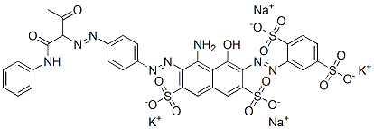 83399-69-3,4-amino-3-[[4-[[(1-anilinocarbonyl)-2-oxopropyl]azo]phenyl]azo]-6-[(2,5-disulphophenyl)azo]-5-hydroxynaphthalene-2,7-disulphonic acid, potassium sodium salt