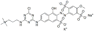 83399-71-7,dihydrogen [3-[[4-chloro-6-[[5-hydroxy-6-[(4-methoxy-2,5-disulphonatophenyl)azo]-7-sulphonato-2-naphthyl]amino]-1,3,5-triazin-2-yl]amino]propyl]trimethylammonium, potassium sodium salt