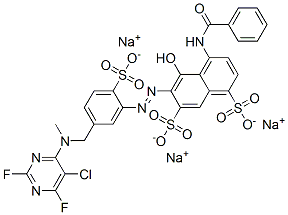 83399-75-1,4-(benzoylamino)-6-[[5-[[(5-chloro-2,6-difluoro-4-pyrimidinyl)methylamino]methyl]-2-sulphophenyl]azo]-5-hydroxynaphthalene-1,7-disulphonic acid, sodium salt