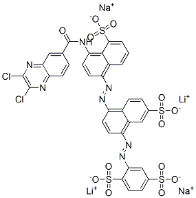 83399-85-3,2-[[4-[[4-[[(2,3-dichloro-6-quinoxalinyl)carbonyl]amino]-5-sulpho-1-naphthyl]azo]-7-sulpho-1-naphthyl]azo]benzene-1,4-disulphonic acid, lithium sodium salt
