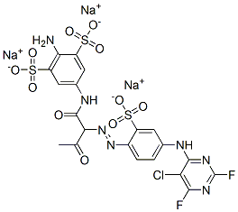 83399-90-0,2-amino-5-[[2-[[4-[(5-chloro-2,6-difluoro-4-pyrimidinyl)amino]-2-sulphophenyl]azo]-3-oxobutyroyl]amino]benzene-1,3-disulphonic acid, sodium salt