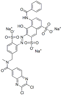 83399-99-9,trisodium 4-(benzoylamino)-6-[[5-[[[(2,3-dichloroquinoxalin-6-yl)carbonyl]methylamino]methyl]-2-sulphonatophenyl]azo]-5-hydroxynaphthalene-1,7-disulphonate