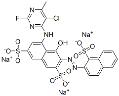 83400-02-6,5-[(5-chloro-2-fluoro-6-methyl-4-pyrimidinyl)amino]-4-hydroxy-3-[(1-sulpho-2-naphthyl)azo]naphthalene-2,7-disulphonic acid, sodium salt