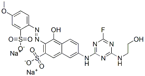 83400-04-8,7-[[4-fluoro-6-[(2-hydroxyethyl)amino]-1,3,5-triazin-2-yl]amino]-4-hydroxy-3-[(4-methoxy-2-sulphophenyl)azo]naphthalene-2-sulphonic acid, sodium salt