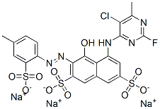 83400-18-4,5-[(5-chloro-2-fluoro-6-methyl-4-pyrimidinyl)amino]-4-hydroxy-3-[(4-methyl-2-sulphophenyl)azo]naphthalene-2,7-disulphonic acid, sodium salt